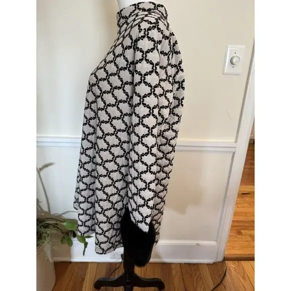 Tyler Boe Black Cream Fur Sleeves Dress Tunic Dress Stunning Mod 60s MIDI Size L - Picture 5 of 16